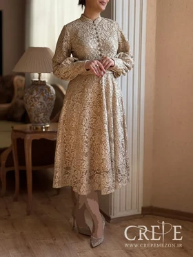 پیراهن گیپور کمربند دار