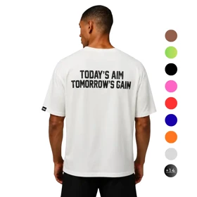 تیشرت مردانه زنانه اورسایز نخی 1991 today's aim tomorrow's gain مدل TS19115