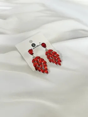 گوشواره مجلسی فول نگین طرح برگ