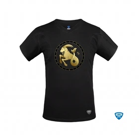 تیشرت نانو آنتی باکتریال ضدتعریق مردانه یقه هفت بسته مشکی نماد متولدین دی ماه