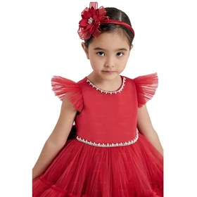 پیراهن مجلسی دخترانه قرمز pamina