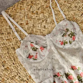 لباس خواب فنردار گل‌دار کد3202