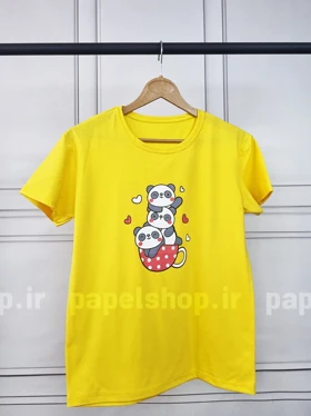 تیشرت نخ پنبه یقه گرد طرح پاندا و قلب