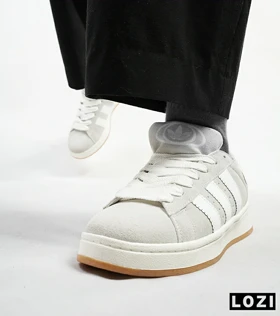 کفش کتانی بزرگ پا طوسی سفید ADIDAS Campus