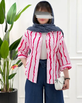 شومیز راه‌راه پاکتی جین کاغذی
