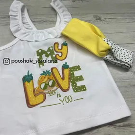 ست تاپ و شلوارک نوزاد دخترانه دانالو طرح LOVE