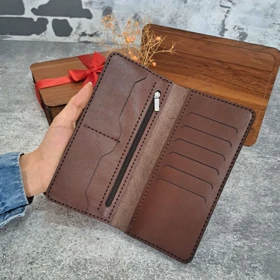 کیف پول دستی چرم طبیعی ساده
