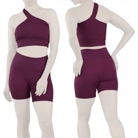 ست نیم‌تنه و کشاله بند ورزشی زنانه مدل 2061 بادمجانی