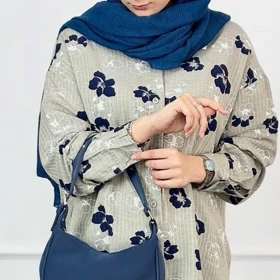 مانتو زنانه لینن دیپلمات گل‌دار