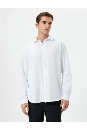 پیراهن کلاسیک آستین بلند دکمه دار 4SAM60014HW