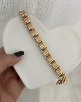 دستبند زنانه چندردیفه لوکس طلایی 1023