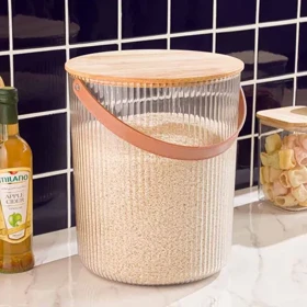 سطل شیاردار 12 لیتری درب چوبی لیمون