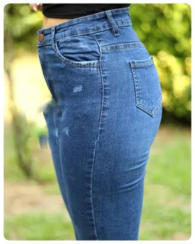 شلوار جین آبی وسط فول کش ترک قد 85 و 90