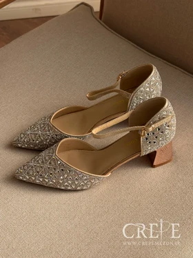 کفش بغل باز نگین مثلثی پاشنه 5/5 سانت