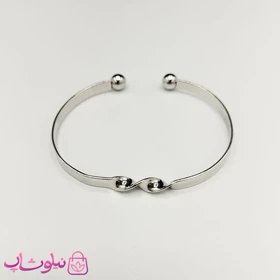 بنگل زنانه مدل پیچ آبکاری رادیوم نقره ای رنگ