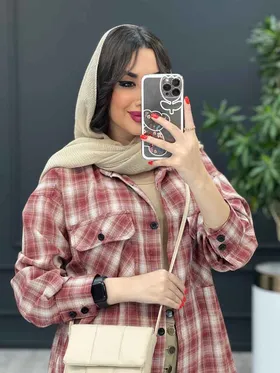 مانتو چهارخونه جیب پاکتی آستین دو دکمه