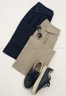 شلوار کمر کج لینن ایتالیایی کد1005391