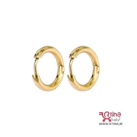 گوشواره حلقه‌ای ساده استیل رنگ طلایی (بچه گانه تا بزرگسال)