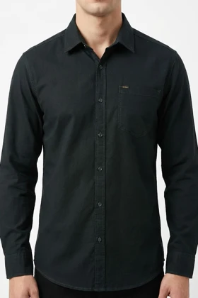 پیراهن مردانه مشکی آستین بلند نخ پنبه 517