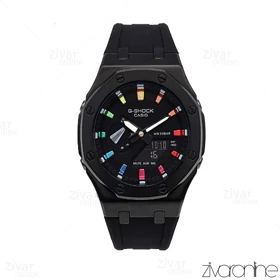 ساعت جی شاک GA2100 مردانه چند موتوره مشکی رنگین کمانی 106107