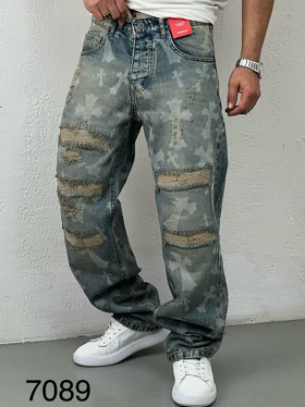 شلوار جین مردانه نیم بگ7089 کاستوم شده