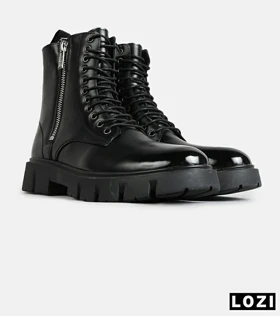 بوت مردانه چرمی مشکی ZARA مدل 7705