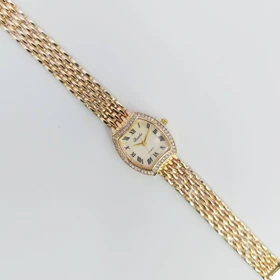 ساعت مچی زنانه باوک Baoke نگین‌دار با موتور کوارتز (بند طلایی صفحه سفید)