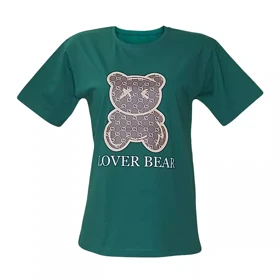 تیشرت زنانه نخ پنبه طرح خرس گوچی