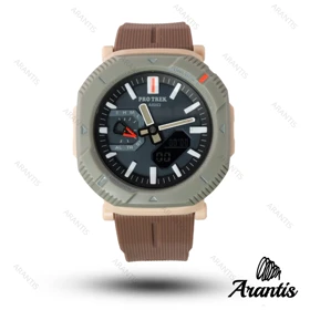 ساعت کاسیو پروترک protrek قهوه ای خاکی بند رابر مدل m-10262