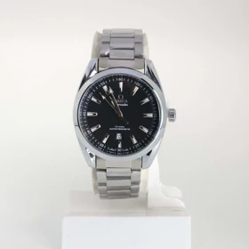 ساعت مچی مردانه اومگا Omega تاریخ دار با ماندگاری رنگ بالا (نقره ای با صفحه مشکی)