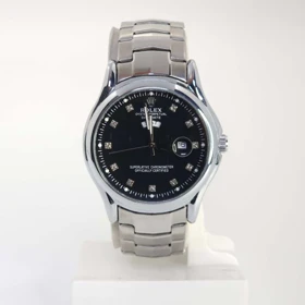 ساعت مچی مردانه رولکس Rolex Day Date 3561 تاریخ دار با ماندگاری رنگ بالا (نقره ای با صفحه مشکی)