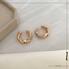 گوشواره حلقه‌ای بافت نگین‌دار