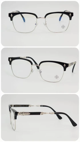 عینک آفتابی مردانه و زنانه کروم هارتز Chrome Hearts 2275 ضد اشعه UV400 (فریم فلز نقره‌ای و کائوچو مشکی عدسی‌ها بی‌رنگ)