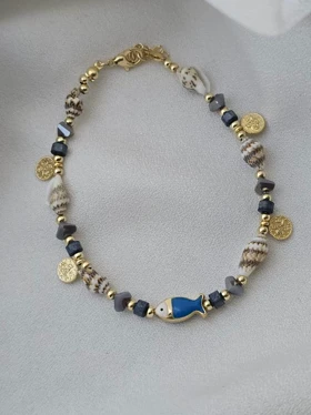 پابند ترک ماهی آبی و مشکی