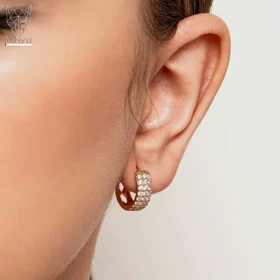 گوشواره حلقه‌ای تمام الماس ژوپینگ