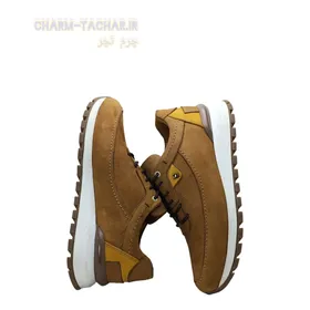 کفش روزمره مردانه چرم طبیعی نبوک مدل استینگ خاکی