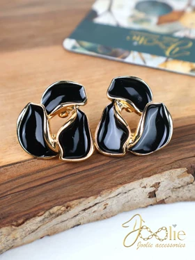 گوشواره استیل – میناکاری مدل گیلاوا کد E1245 (مشکی)