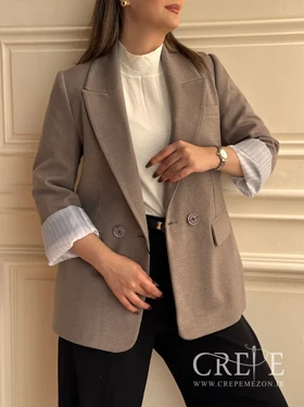 کت یقه بلیزری آستین پاکتی