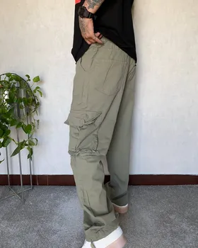 شلوار کارگو BALENCIAGA کتان رنگ سبز چریکی