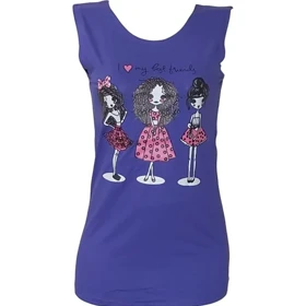 تاپ زنانه ویسکوز طرح دختر فر فری