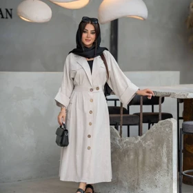 مانتو حجاب بلند دکمه دار کد 1420