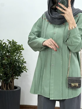 مانتو لینن گلدوزی رزانا 1 (ارسال رایگان)