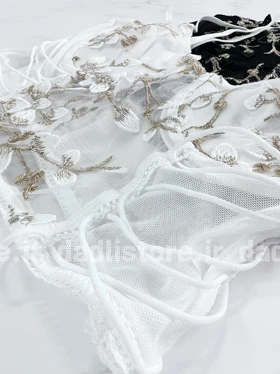 کراپ تاپ مجلسی فنر دار دانتل طرح برگ