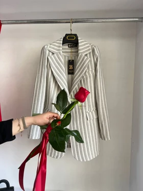 کت مزونی راه راه لینن