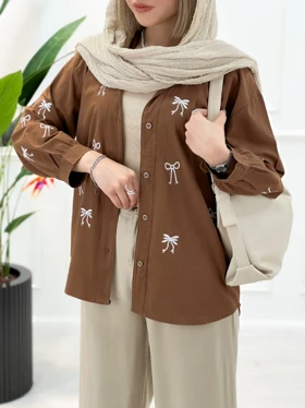 مانتو گلدوزی سنجاقک (قهوه ای)