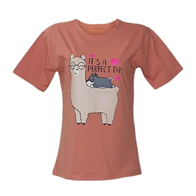 تیشرت زنانه نخ پنبه طرح لاما