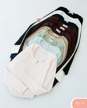 بلوزکراپ یقه خشتی جلو زیپ 9101