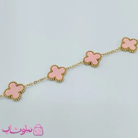 دستبند دخترانه مدل ونکلیف صورتی استیل کد 1891