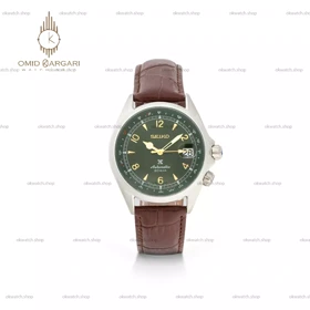 ساعت مچی سیکو کلاسیک بند چرمی قهوه ای صفحه سبز Seiko