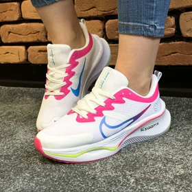 کتانی اسپرت زنانه مدل نایک زوم NIKE_ZOOM رنگ سفید سرخ آبی